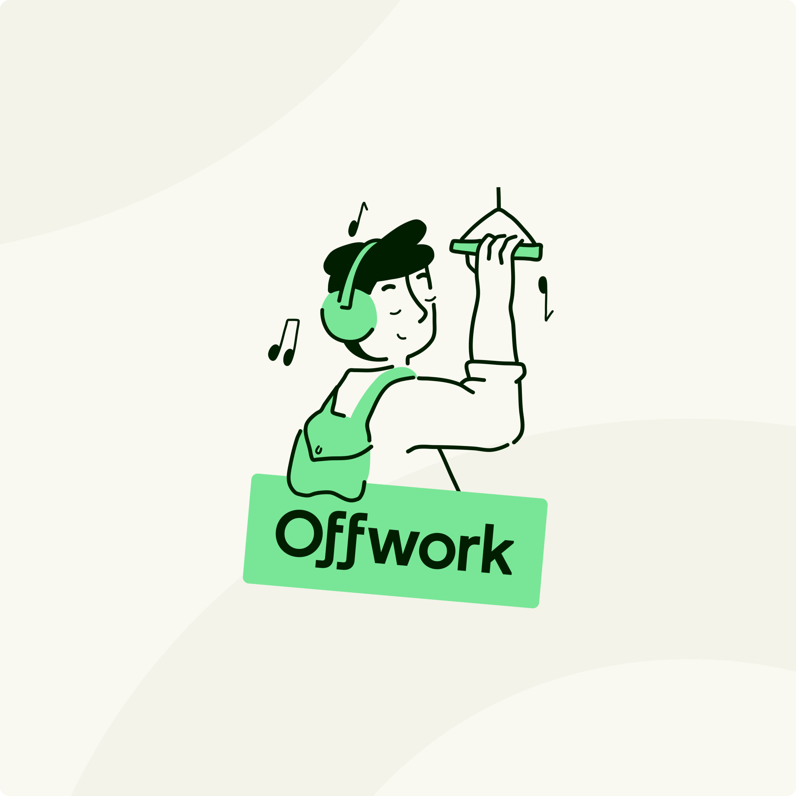 A illustration of a man holding a bar for Offwork