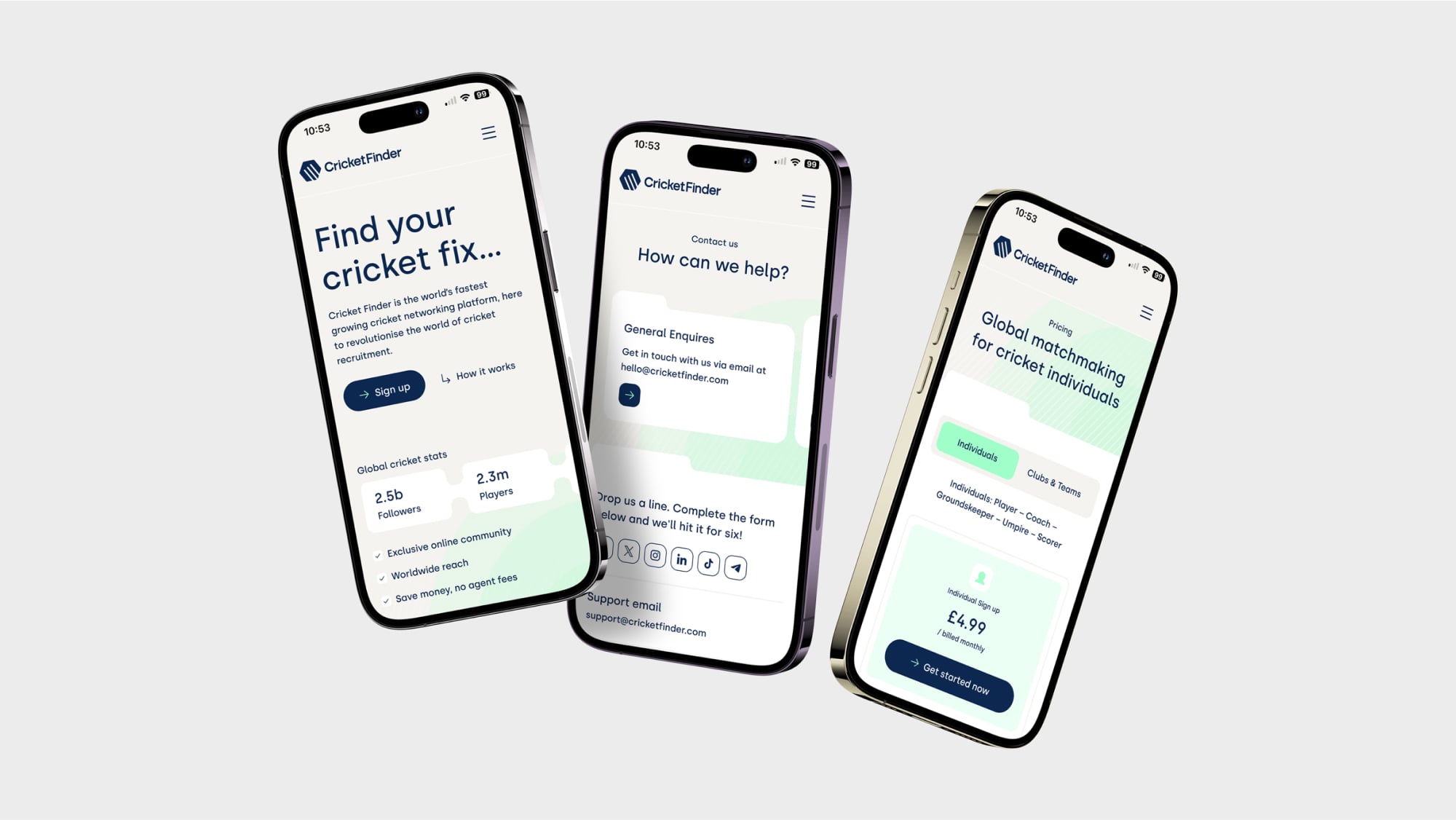 A group of phones with Cricket Finder on them