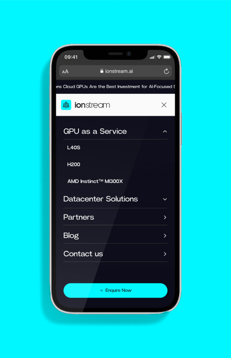 iphone showing ionstream mobile navigation